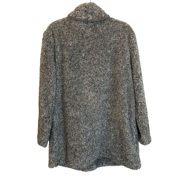 Soft Surroundings Womens Gray Fleece Cardigan Sweater Sz Large One Button Light - Picture 2 of 12